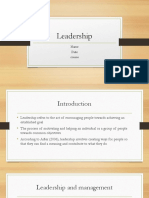 Leadership: Name Date Course