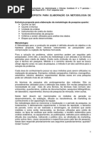 Estrutura Proposta Para Elaboração Da Metodologia de Pesquisa