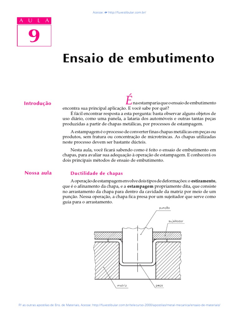 9 Ensaio de Embutimento | PDF | Natureza