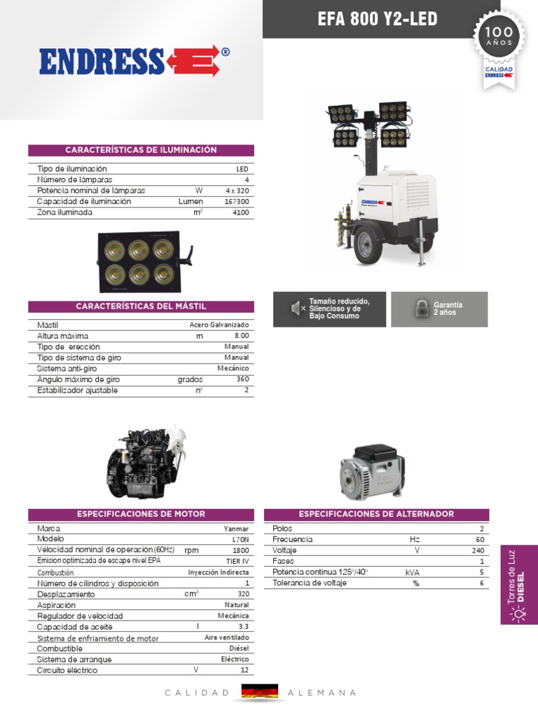 Torre de Iluminación Portátil EFA 800 | PDF | Motor diesel | Tanques