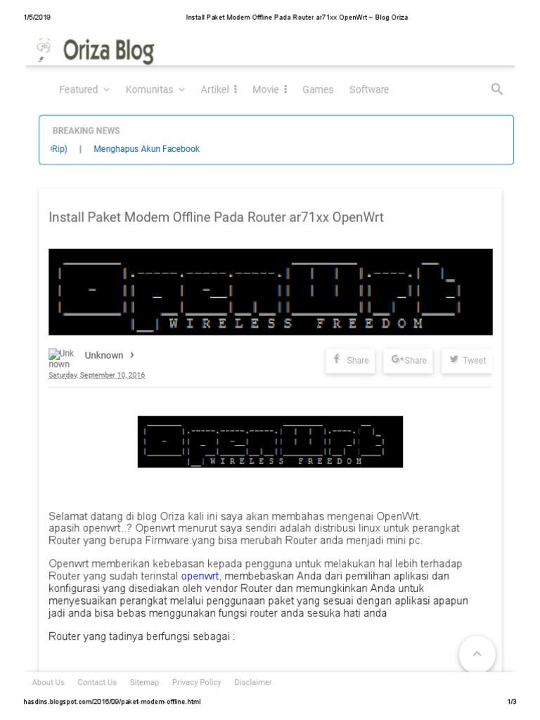 Instalasi Modem Offline di OpenWrt | PDF