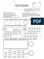 Prueba Matematica Numeros Hasta 20, 1°