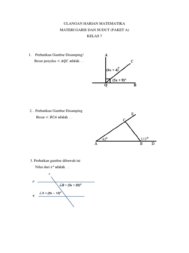 Soal Ulangan Harian Kelas 7 Paket A