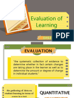 Evaluation of Learning