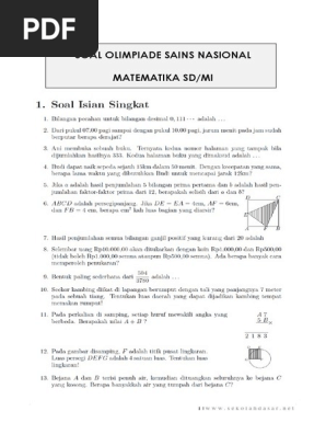 Soal Olimpiade Sains Nasional Matematika Sd Mi Pdf