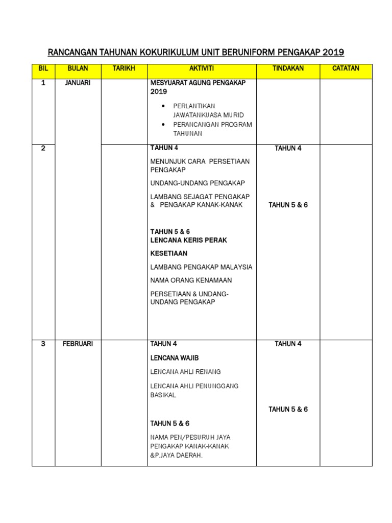 Takwim Rancangan Tahunan Pengakap 2018 3 Pdf