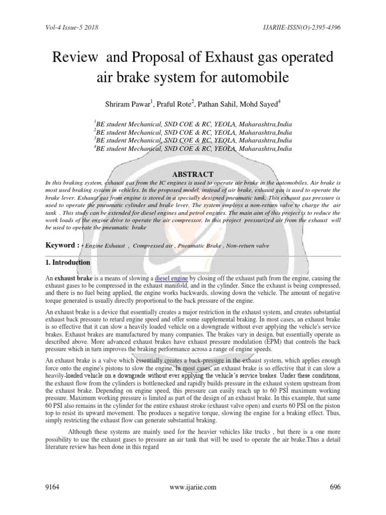 Exhaust Gas-Powered Air Brake System | PDF | Machines | Mechanical ...