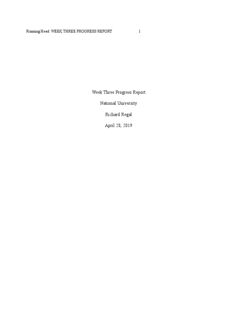 Richard Regal - 3 Week Progress Report | PDF | Teaching | Teachers