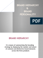 Brand Hierarchy & Brand Personality