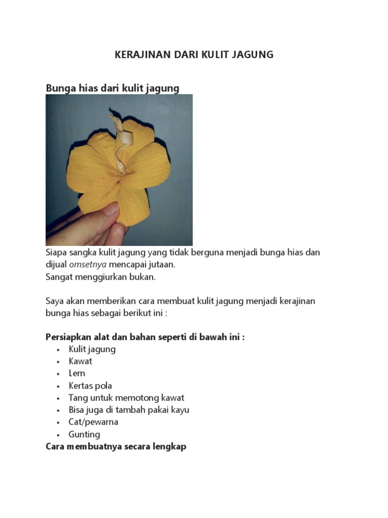 Kerajinan Dari Kulit Jagung