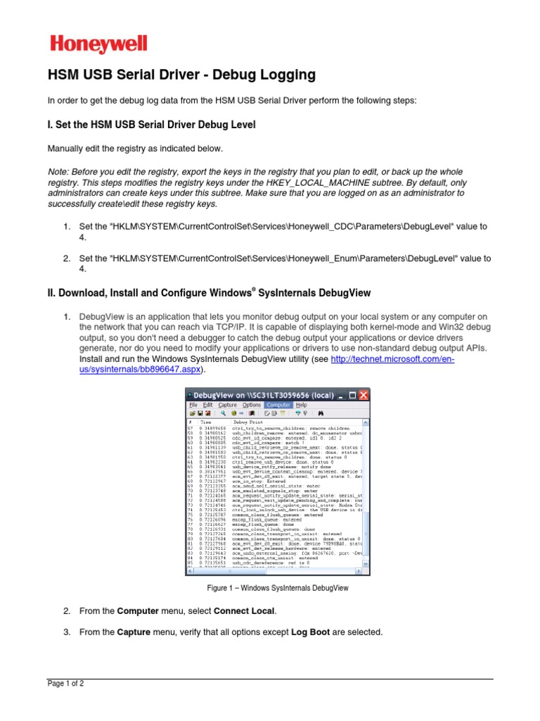 Manual de HSM USB Serial Driver - Debug Logging | PDF | Windows ...