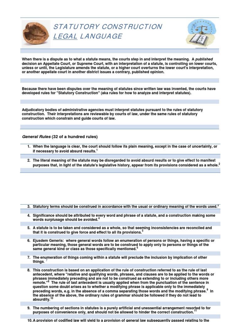 Statutory Construction Rules Explained | PDF | Statutory Interpretation ...