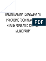 Urban Farming Is Growing or Producing Food in A City or Heavily Populated Town or Municipality