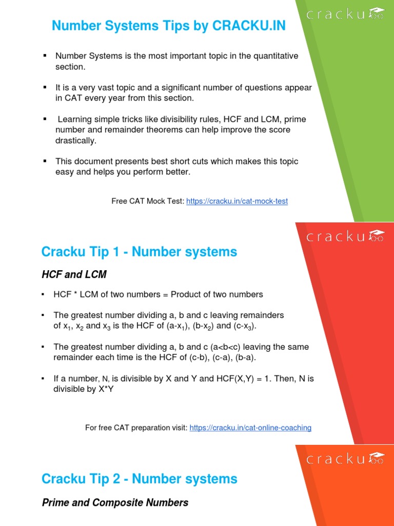 CAT Number System Formulas PDF | PDF | Prime Number | Numbers