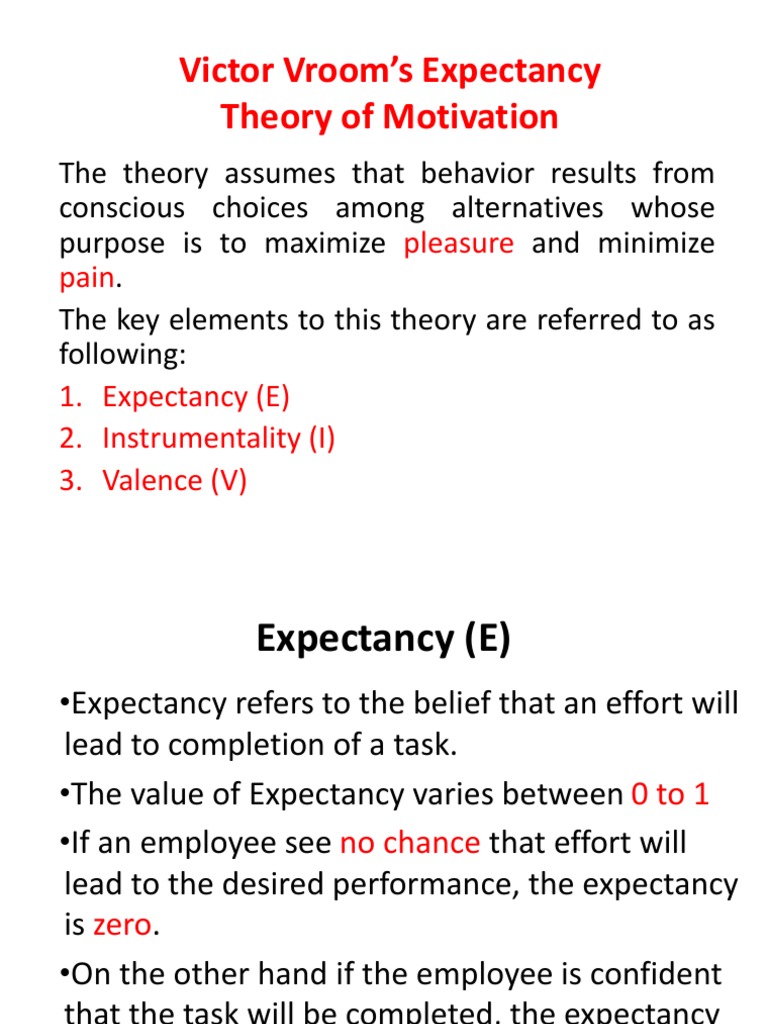 Victor Vroom's Expectancy Theory of Motivation PDF Motivation