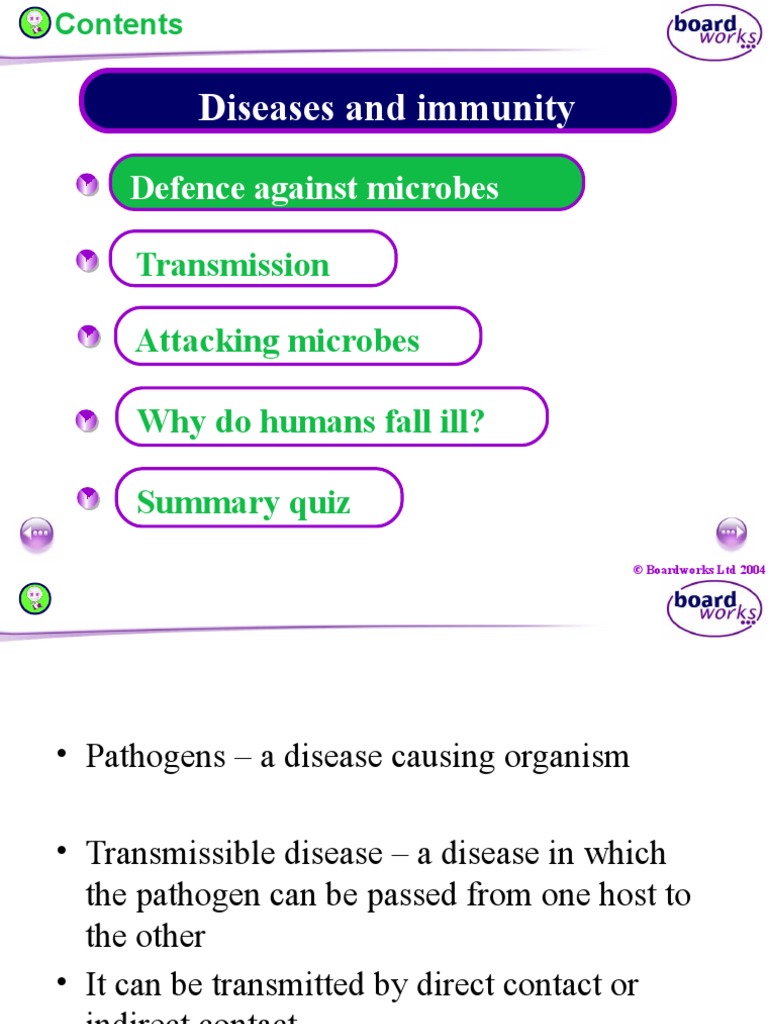 Diseases and Immunity: Defence Against Microbes | PDF | Transmission ...