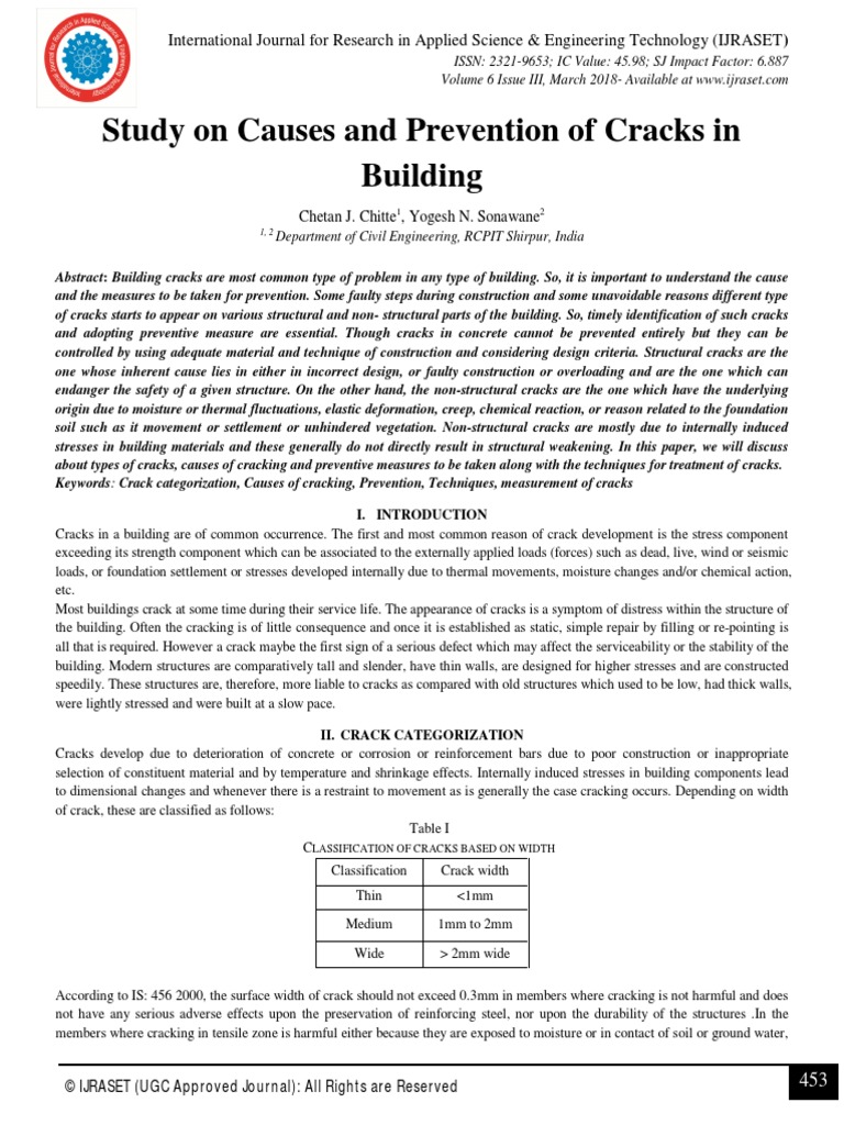 Study On Causes and Prevention of Cracks in Building | PDF | Creep ...