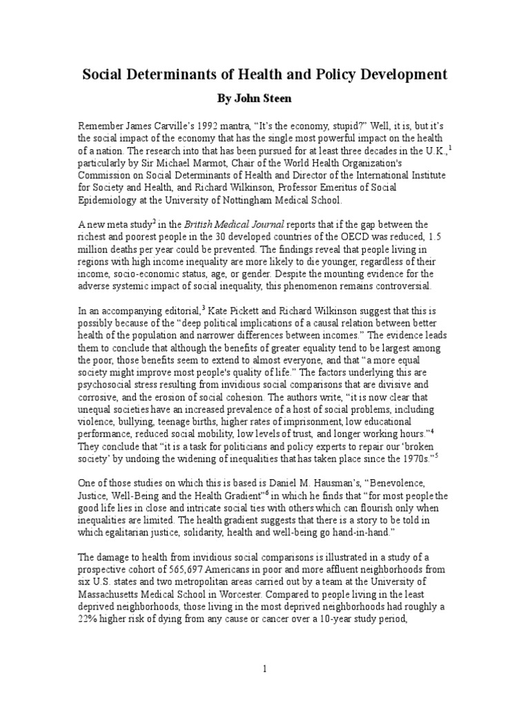Social Determinants of Health Explained | PDF | Infant Mortality ...