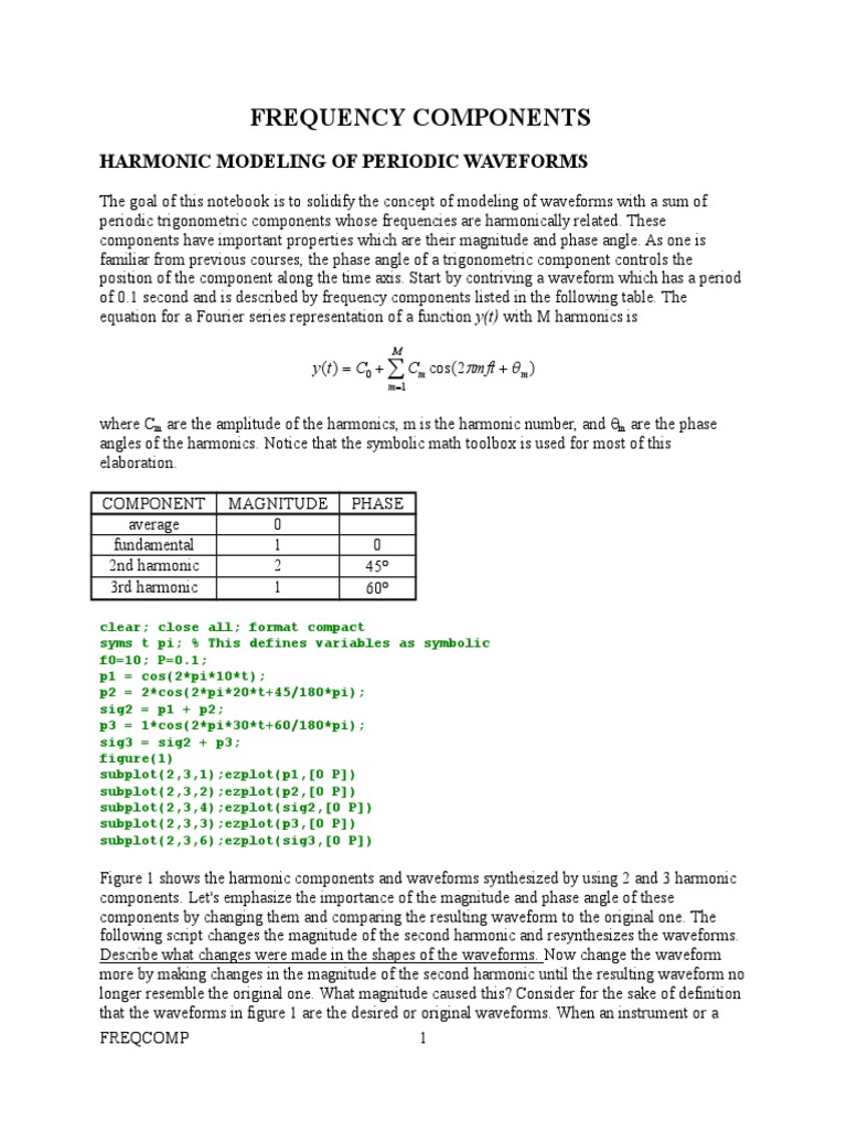 Harmonic Modeling of Waveforms Analysis | PDF | Sine | Spectral Density