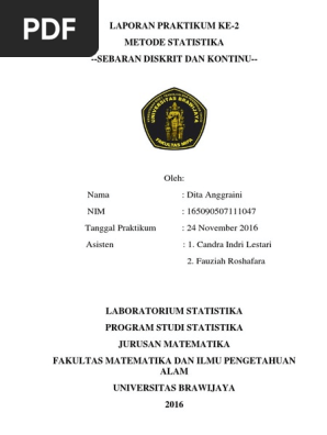 Laporan Praktikum Sebaran Diskrit Dan Kontinu