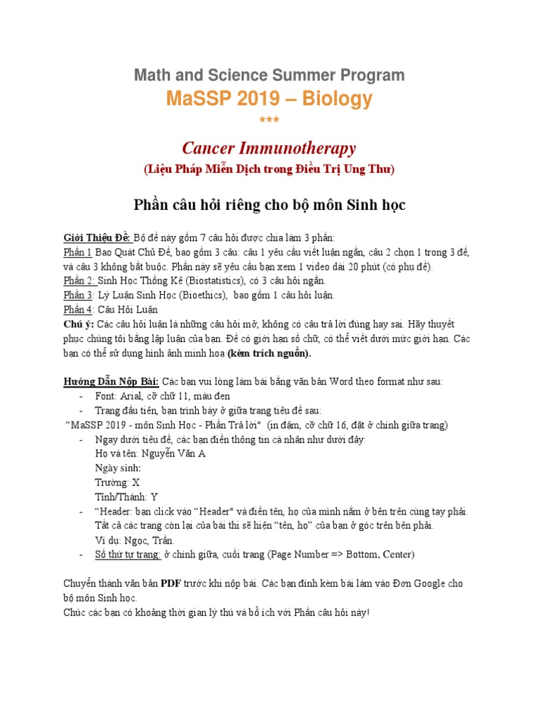 (Final) MaSSP Biology 2019 Application PDF | PDF