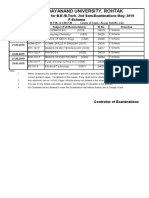 Maharshi Dayanand University, Rohtak: Theory Date-Sheet For B.E /B.Tech. 2nd Sem - Examinations May-2019 F-Scheme