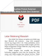 Analisis Produk Sulaman Perancis Pada Mata Kuliah Seni Sulaman