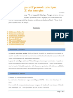 Tableau Comparatif Pouvoir Calorique Inférieur