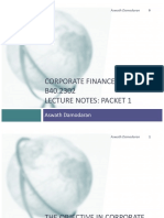 Corporate Finance Lecture Notes: Packet 1 Objectives and Decision Making