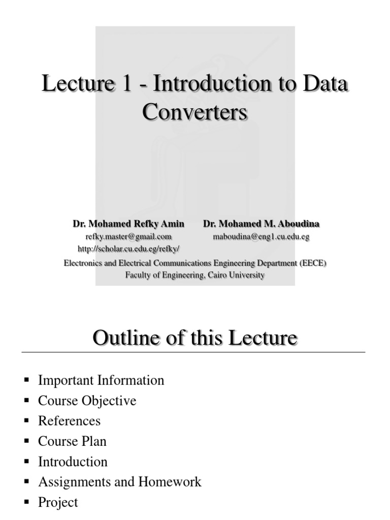 Lecture 1 - Introduction To Data Converters | PDF | Analog To Digital ...