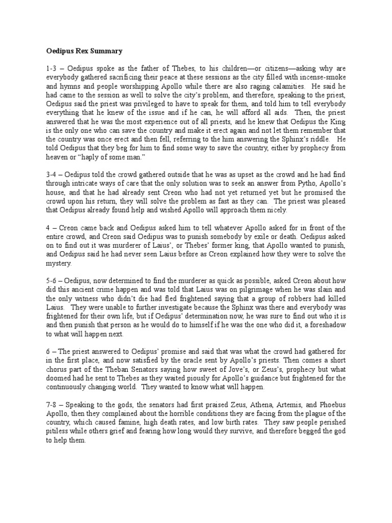 Oedipus the king summary essay picture