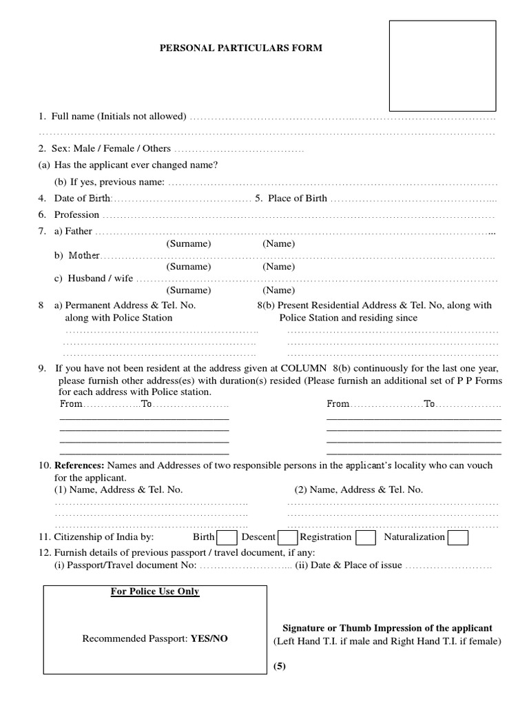 Personal Particular Form 3 | PDF | Official Documents | Constitutional Law