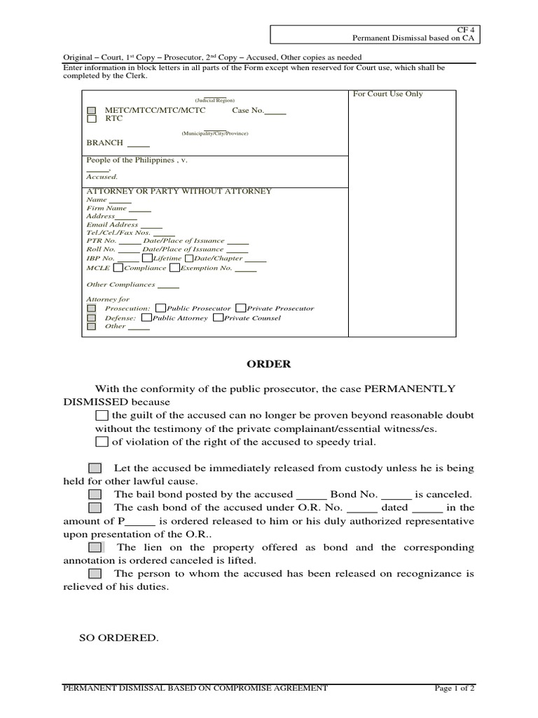 Order: Metc/Mtcc/Mtc/Mctc Case No. RTC For Court Use Only | PDF ...