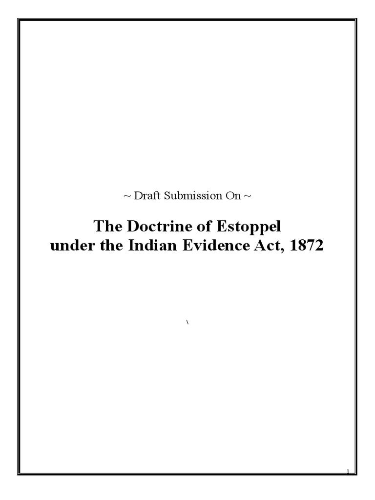 Doctrine Of Estoppel In Contract Law