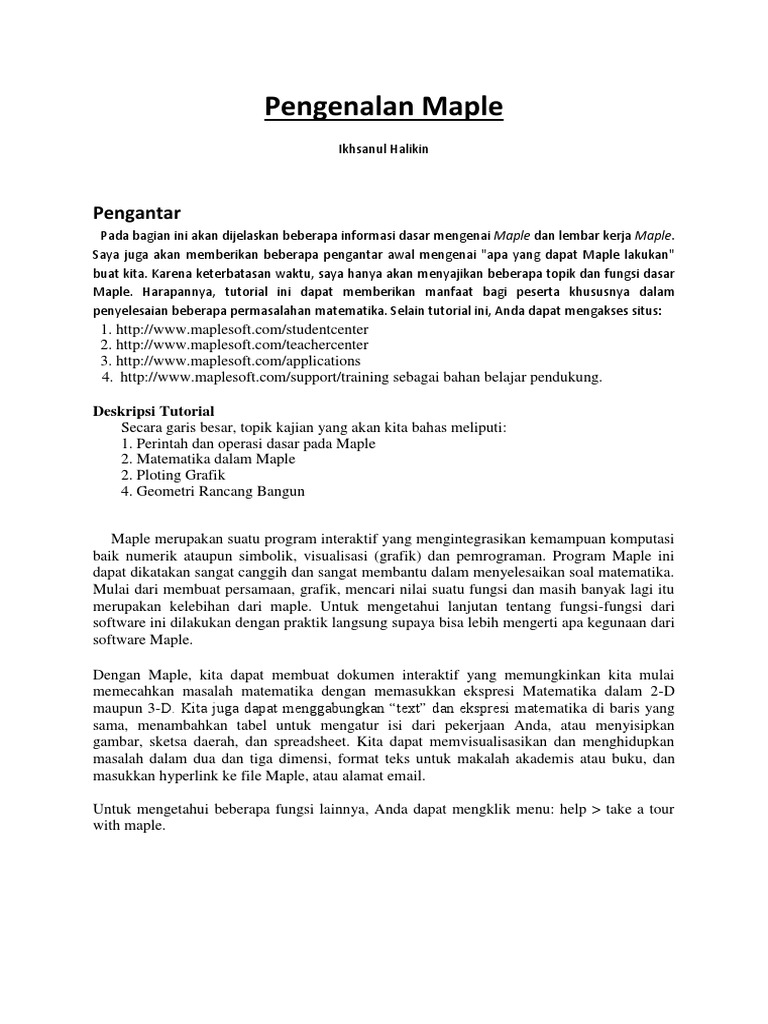 Pengenalan Dasar Software Maple | PDF
