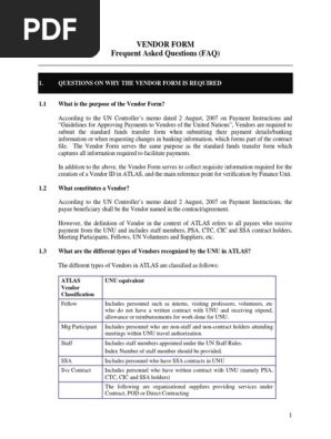 UNU Faq Vendor Forms