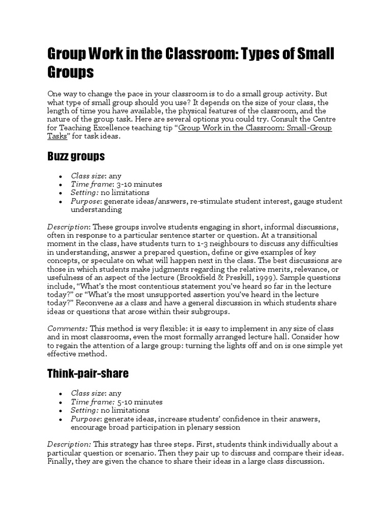 group-work-in-the-classroom-types-of-small-groups-pdf-learning
