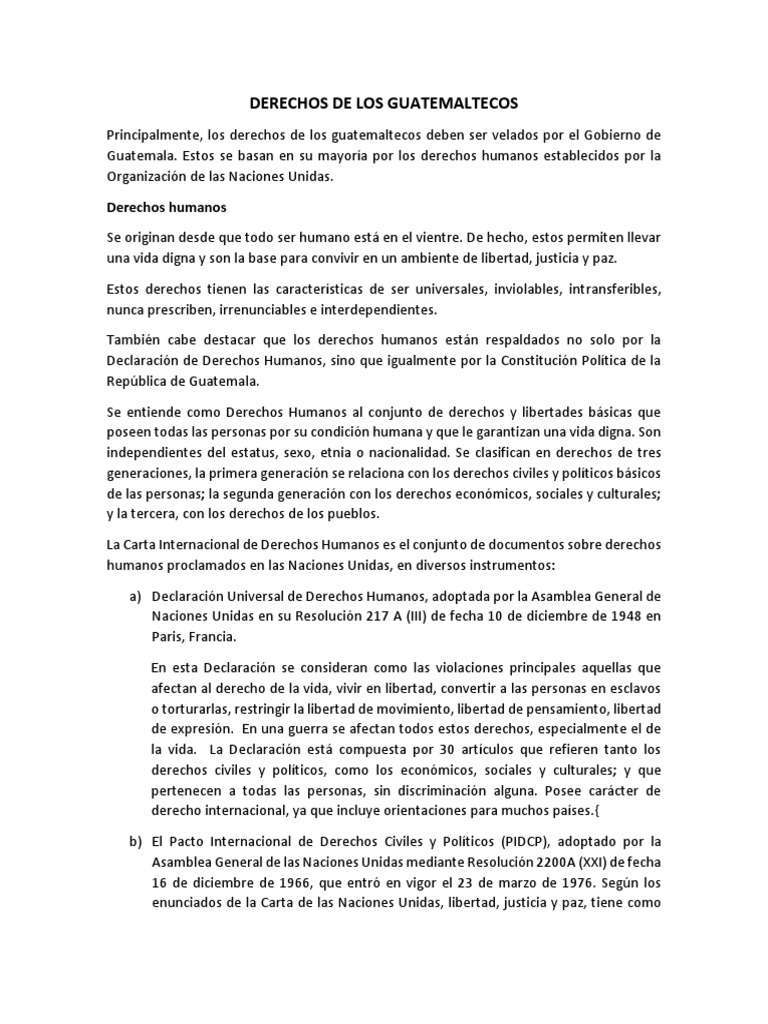 Derechos Fundamentales en Guatemala | PDF | Derechos humanos ...