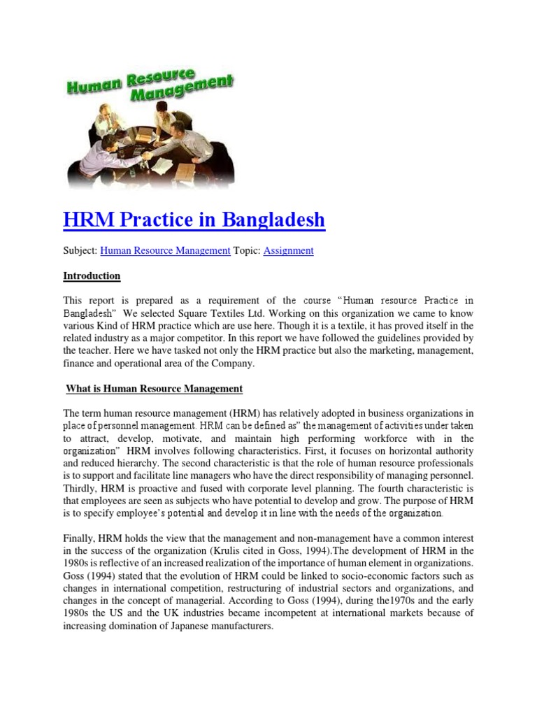 hrm practices in bangladesh assignment