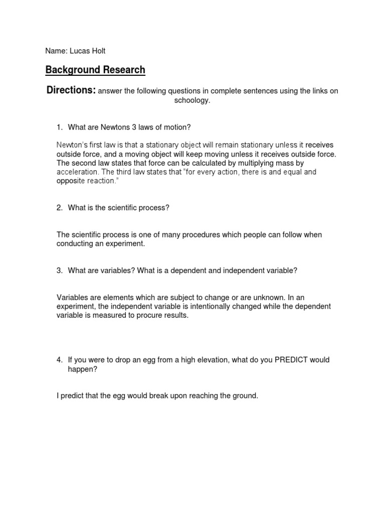 Egg Drop Background Information PDF Gravity Force