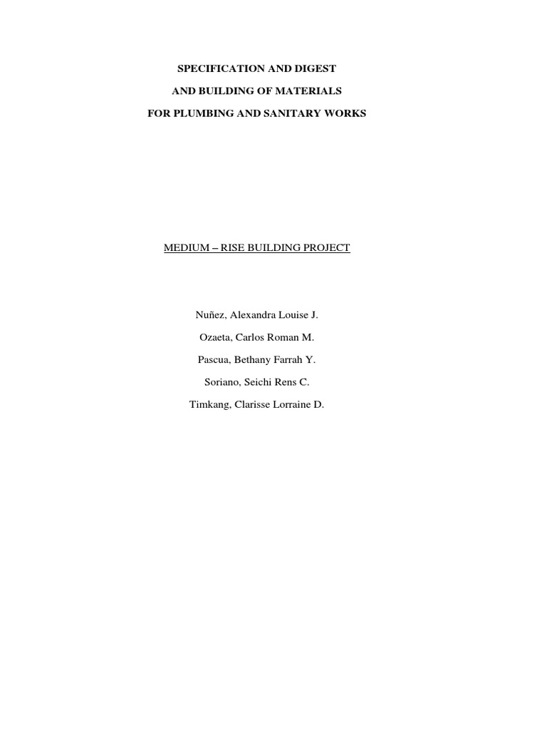 Specification and Digest For Plumbing and Sanitary Works | PDF ...