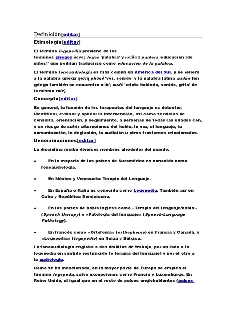 Logopedia | PDF | Patología del habla y Lenguaje | Psicología clínica