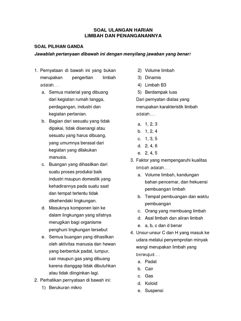 Contoh Soal Tentang Sampah Organik Dan Anorganik Contoh Soal Terbaru