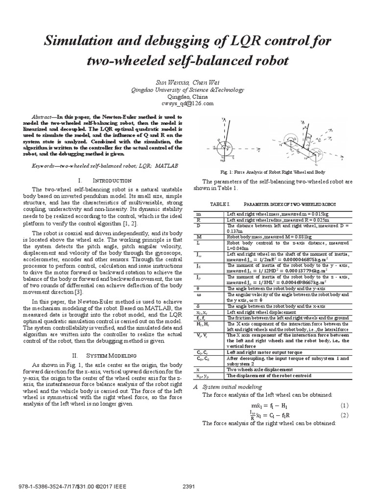 Simulation of LQR For TWSBR | PDF | Control Theory | Velocity