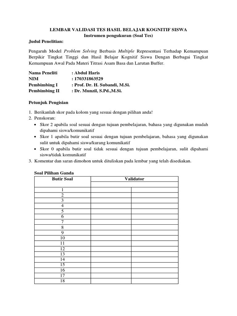 Lembar Validasi Tes Hasil Belajar Kognitif Sisw1