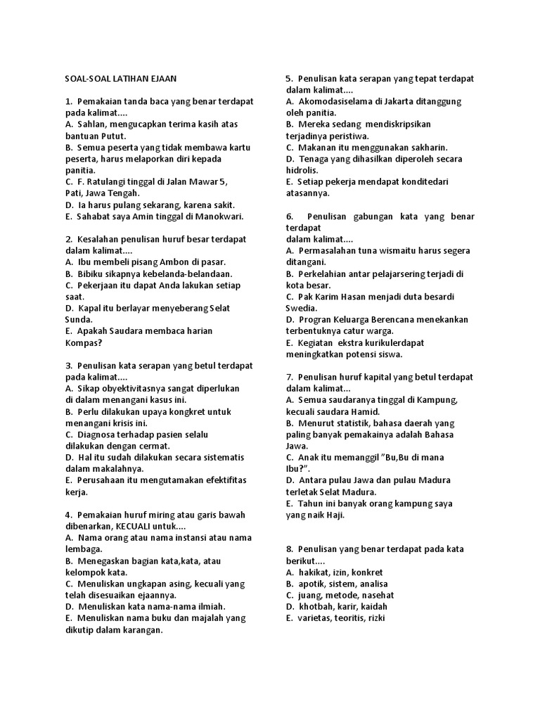 Soal Eyd Remedial