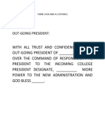 Out-Going President:: Turn-Over and Acceptance