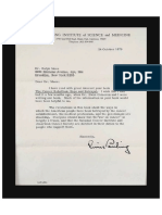Linus Pauling Letter to Ralph Moss