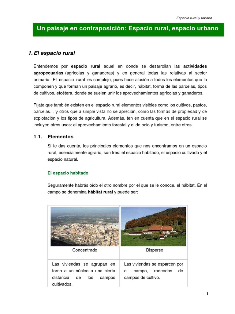 Definición y características del espacio rural | PDF | Área rural | Ciudad