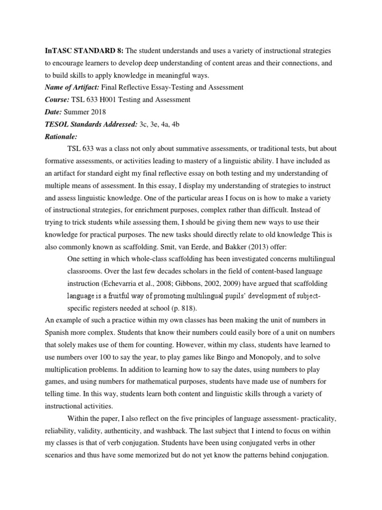 Intasc Standard 8b Rationale | PDF | Educational Assessment | Change